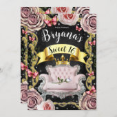 Roze Rozen en Butterflies Sweet 16 Kaart (Voorkant / Achterkant)