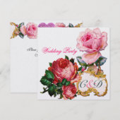 ROZE ROZEN EN CUPID KANTENKLEREN HART TROUW MONOGR KAART (Voorkant / Achterkant)