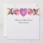 ROZE ROZEN EN CUPID KANTENKLEREN HART TROUW MONOGR KAART (Achterkant)