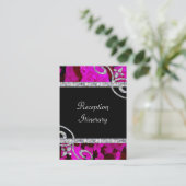  roze rozen en diamanten zwepen informatiekaartje (Staand voorkant)