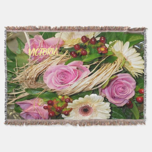 Roze rozen en dingen werpdeken deken (Voorkant)