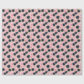 Roze rozen en donkerblauwe faux glitter cadeaupapier (Vlak)