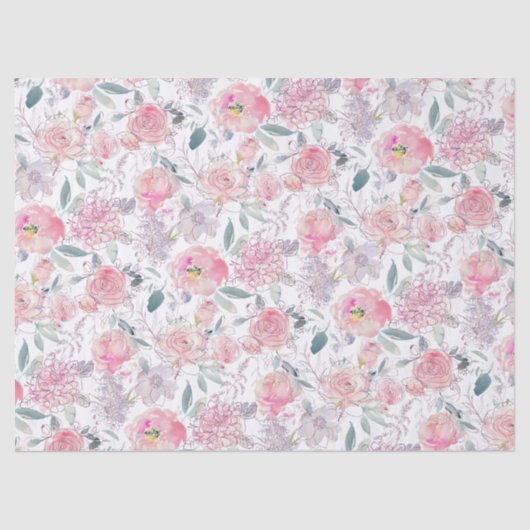 Roze rozen en een patroon met gemengde Waterverf Tissuepapier (Voorkant)
