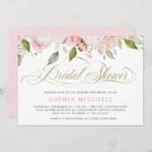 Roze Rozen en Elegant Goud Script | VRIJGEZELLENFE Kaart (Voorkant / Achterkant)