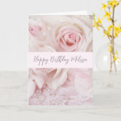 roze rozen en elegante kant - Birthday Kaart (Gele Bloem)