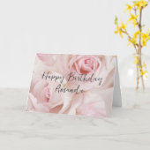 roze rozen en elegante kant - Birthday Kaart (Gele Bloem)
