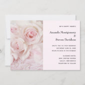 roze rozen en elegante kant - bruiloft kaart (Voorkant)