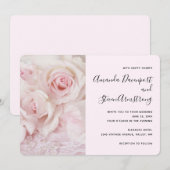  roze rozen en elegante kant - bruiloft kaart (Voorkant / Achterkant)