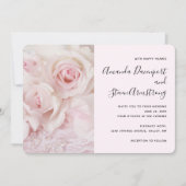  roze rozen en elegante kant - bruiloft kaart (Voorkant)