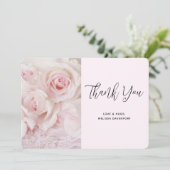 roze rozen en elegante kant - Dank u wel Bedankkaart (Staand voorkant)