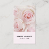  roze rozen en elegante kant visitekaartje (Voorkant)