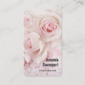  roze rozen en elegante kant visitekaartje (Voorkant)