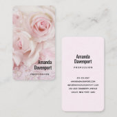 roze rozen en elegante kant visitekaartje (Voorkant / Achterkant)