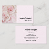  roze rozen en elegante kant visitekaartje (Voorkant / Achterkant)