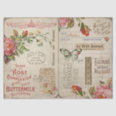  roze rozen en ephemera ontkoppeling tissuepapier (Voorkant)