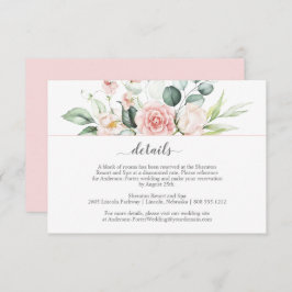 Roze Rozen en Eucalyptus Bijlagekaarten met Blozen Informatiekaartje