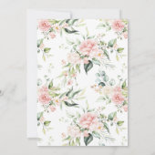 Roze Rozen en Eucalyptus Lijst Bloemenbruiloft Kaart (Achterkant)