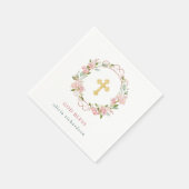 Roze rozen en Faux Roos Gold Accents Baptisme Servet (Hoek)