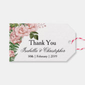 Roze rozen en Ferns Wedding Hartelijk dank Cadeaulabel (Voorkant (Horizontaal))