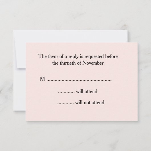 Roze rozen en Ferns Wedding RSVP (Achterkant)