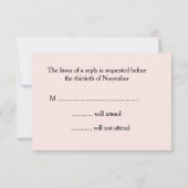Roze rozen en Ferns Wedding RSVP Kaartje (Achterkant)