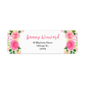 Roze rozen en gebladerte Vrijgezellenfeest Etiket (Voorkant)