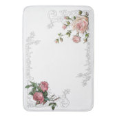 roze rozen en gegraveerde bladrand badmat (Voorkant Verticaal)