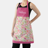 Roze rozen en geschulpte randen bloemmotief schort (Insitu)