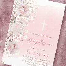 roze rozen en gipskruid | Doop baby meisje