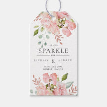 roze rozen en glitter Wedding Sparkler Label