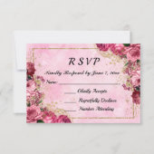 Roze rozen en Gold Response Kaart (Voorkant)