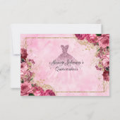 Roze rozen en Gold Response Kaart (Achterkant)