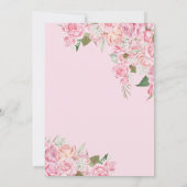 Roze rozen en Gold Tiara Floral Quinceanera Kaart (Achterkant)