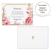 Roze Rozen en Goud Lijst Orthodox Doopsel Bedankkaart
