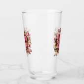 Roze rozen en gouden bladeren glas (Links)