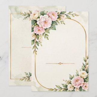 Roze Rozen en Gouden Boog Frame Kaart