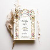 Roze rozen en gouden urnen Victoriaans bruiloft Kaart