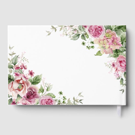 Roze rozen en goudfolie Jubileum Gastenboek (Achterkant)