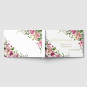 Roze rozen en goudfolie Jubileum Gastenboek (Volledig)