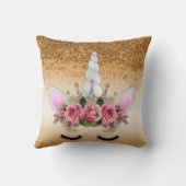 Roze rozen en goudglitter Unicorn Kussen (Achterkant)