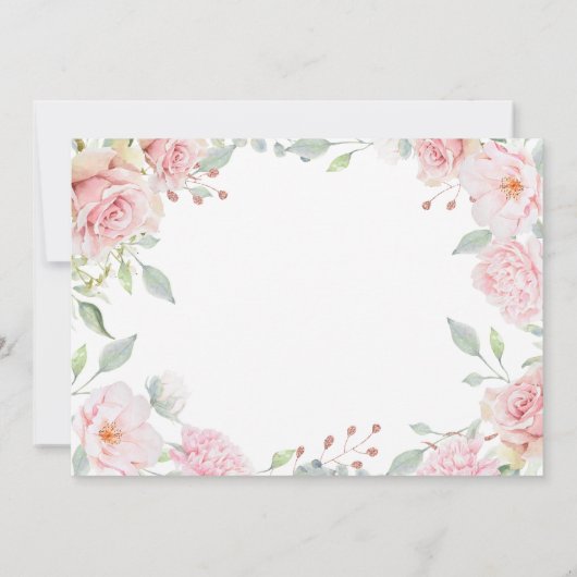  roze rozen en goudkruis | Fotobaptisme Kaart (Achterkant)