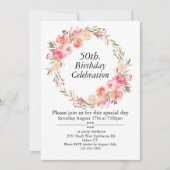 Roze Rozen en groen, 50ste verjaardag Kaart (Voorkant)