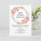 Roze Rozen en groen, 50ste verjaardag Kaart (Staand voorkant)