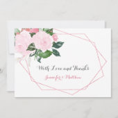 Roze Rozen en groen geometrische flat dank u | Bedankkaart (Voorkant)