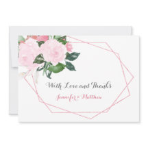 Roze Rozen en groen geometrische flat dank u |