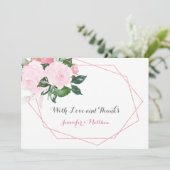 Roze Rozen en groen geometrische flat dank u | Bedankkaart (Staand voorkant)