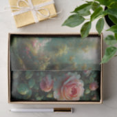 Roze Rozen en Groen Mos Impressionistische Decoupa Tissuepapier (Geschenk)