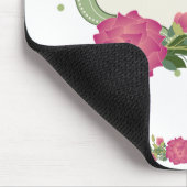 Roze rozen en groene polka stippen muismat (Hoek)