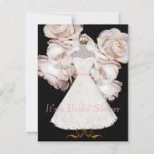 Roze rozen en Gwn Bridal Shower Invitation Kaart (Voorkant)