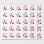 roze rozen en harten cadeaupapier (Vlak)